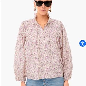 Emerson Fry Purple Calico Floral Cecile Blouse EUC size medium